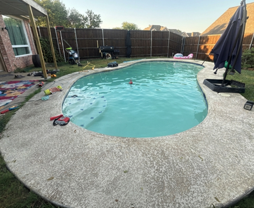 Traditional swimming pool before AI-based remodeling visualization