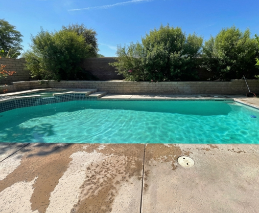 Backyard pool before renovation without modern features